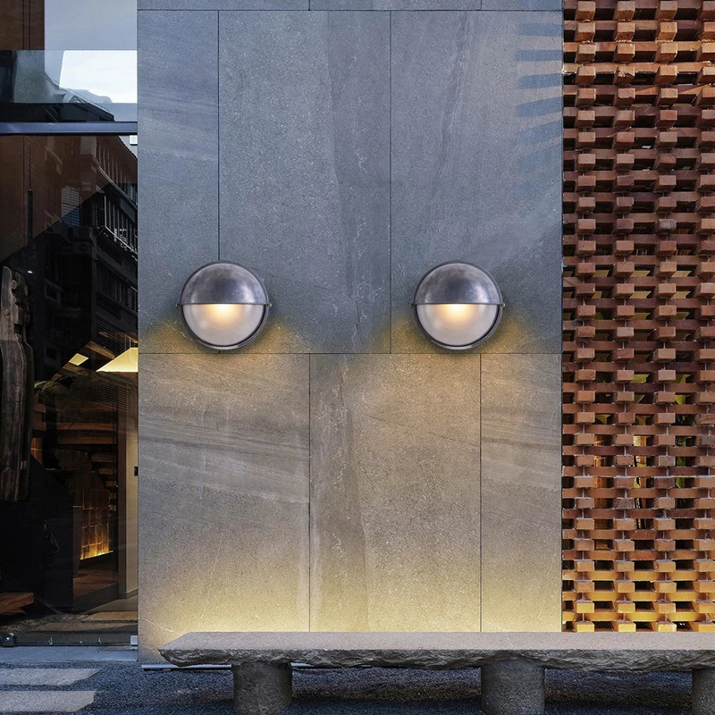 Outdoor Retro LED Wall Lamp E27 Industrial Vintage IP65 Waterproof Glass Ceiling Sconce Bathroom Garden Porch Wall Light Fixture