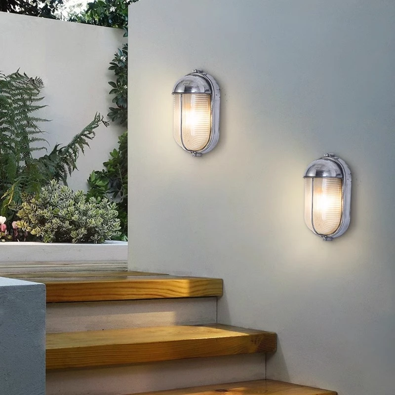 Outdoor Retro LED Wall Lamp E27 Industrial Vintage IP65 Waterproof Glass Ceiling Sconce Bathroom Garden Porch Wall Light Fixture