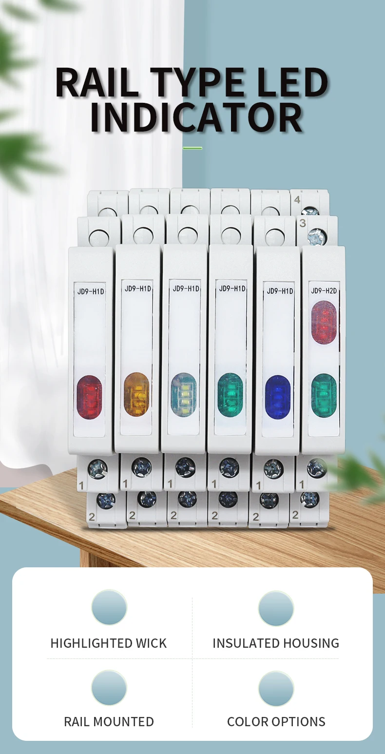 Din Rail Indicator Light 230V AC/DC Modular Din Rail Lamp Indicator Light JD9 50/60Hz Single Light Dual Lamp
