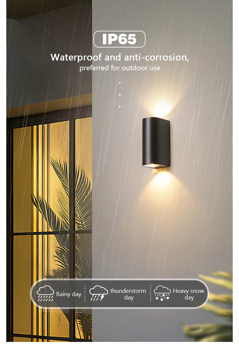 Waterproof LED Outdoor Wall Lamp IP65 Upper Lower Lighting Porch Garden Lamp Indoor Bedroom Bedside Home Decor Wall Light