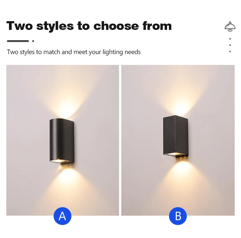 Waterproof LED Outdoor Wall Lamp IP65 Upper Lower Lighting Porch Garden Lamp Indoor Bedroom Bedside Home Decor Wall Light