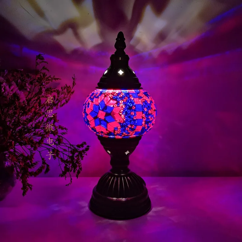 Mosaic Table Lamp Vintage Art Deco Handcrafted Lamparas De Mesa Mosaic Glass Bed Light Lamparas Con Mosaicos Night Lights