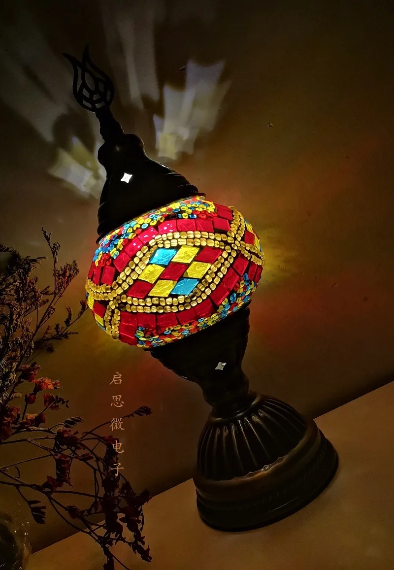 Mosaic Table Lamp Vintage Art Deco Handcrafted Lamparas De Mesa Mosaic Glass Bed Light Lamparas Con Mosaicos Night Lights