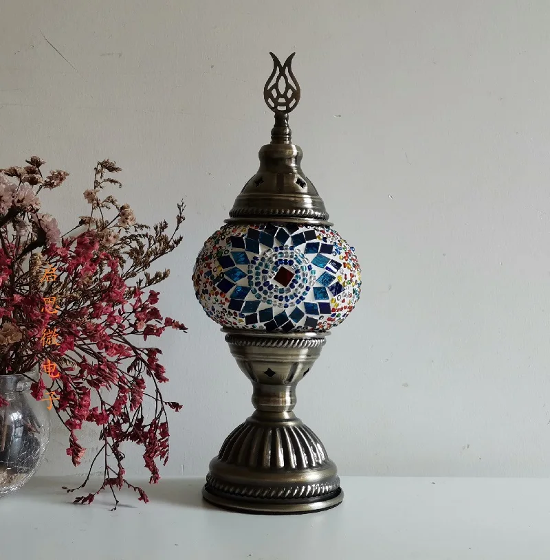 Mosaic Table Lamp Vintage Art Deco Handcrafted Lamparas De Mesa Mosaic Glass Bed Light Lamparas Con Mosaicos Night Lights
