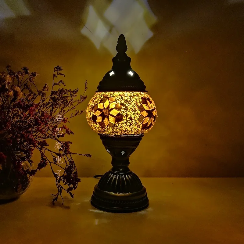 Mosaic Table Lamp Vintage Art Deco Handcrafted Lamparas De Mesa Mosaic Glass Bed Light Lamparas Con Mosaicos Night Lights