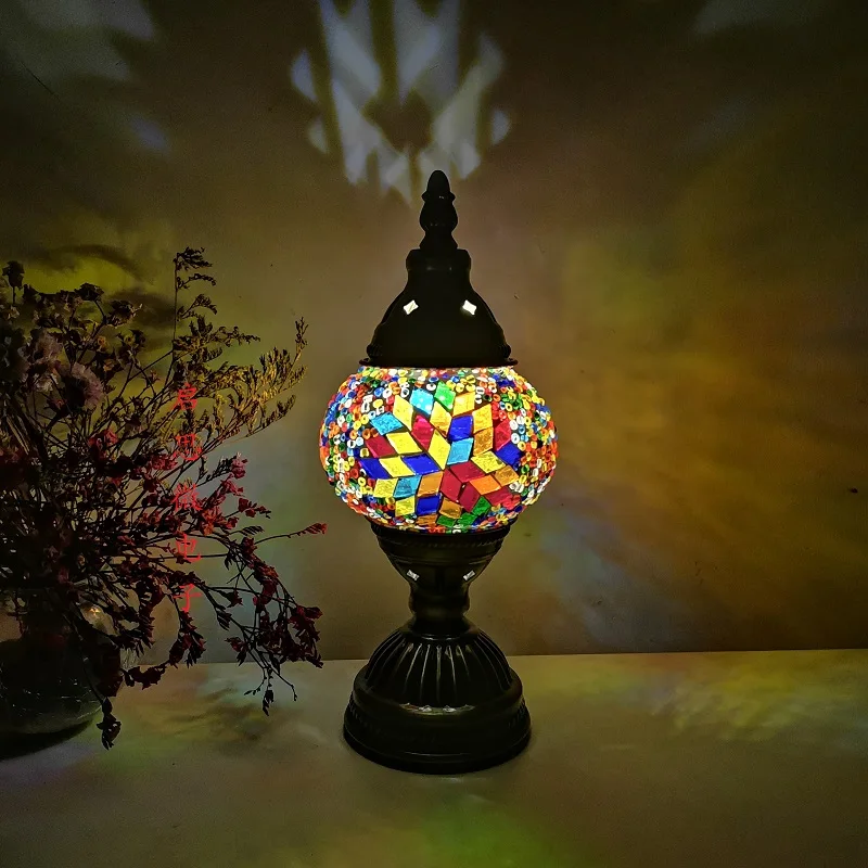 Mosaic Table Lamp Vintage Art Deco Handcrafted Lamparas De Mesa Mosaic Glass Bed Light Lamparas Con Mosaicos Night Lights