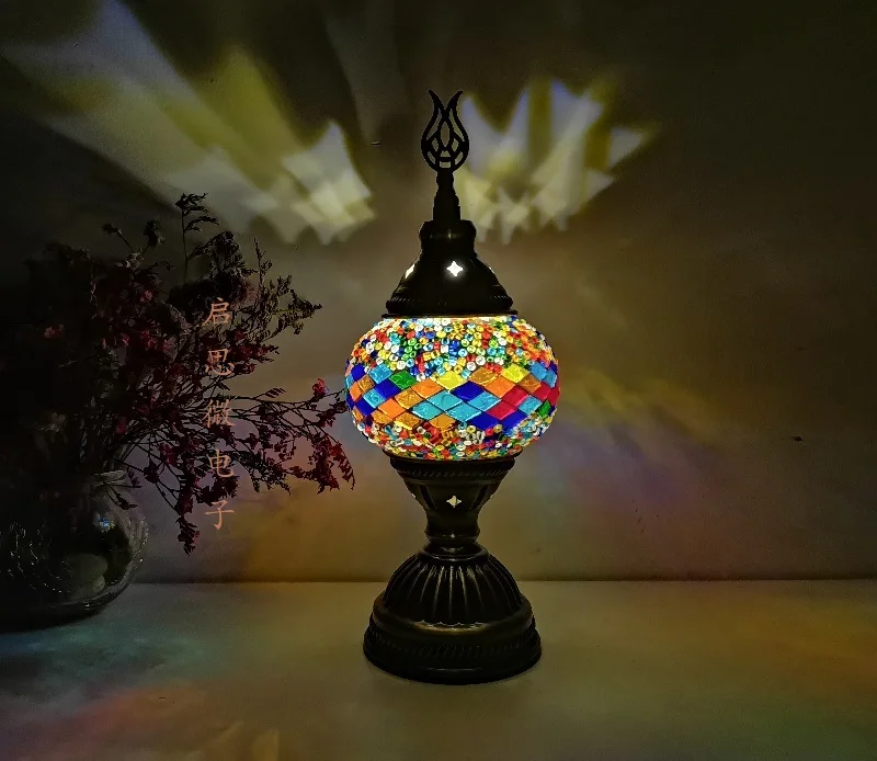 Mosaic Table Lamp Vintage Art Deco Handcrafted Lamparas De Mesa Mosaic Glass Bed Light Lamparas Con Mosaicos Night Lights