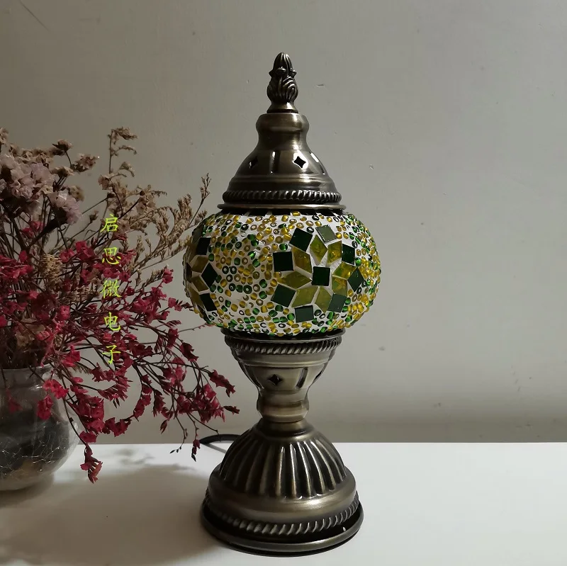 Mosaic Table Lamp Vintage Art Deco Handcrafted Lamparas De Mesa Mosaic Glass Bed Light Lamparas Con Mosaicos Night Lights