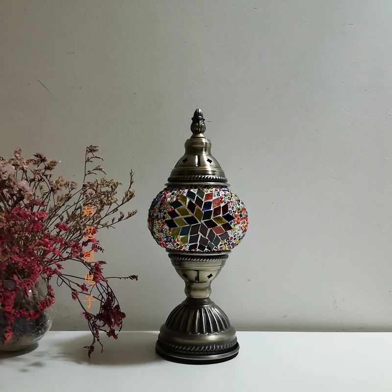 Mosaic Table Lamp Vintage Art Deco Handcrafted Lamparas De Mesa Mosaic Glass Bed Light Lamparas Con Mosaicos Night Lights