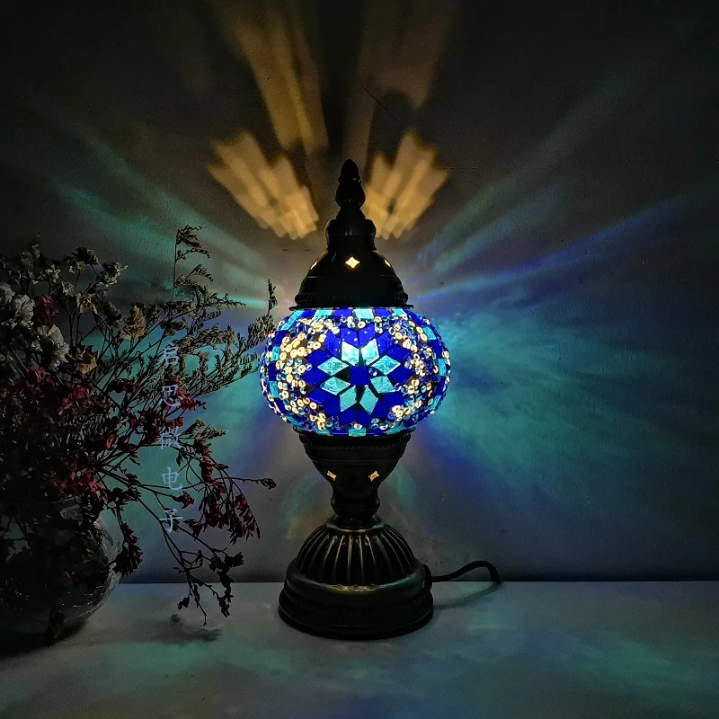 Mosaic Table Lamp Vintage Art Deco Handcrafted Lamparas De Mesa Mosaic Glass Bed Light Lamparas Con Mosaicos Night Lights