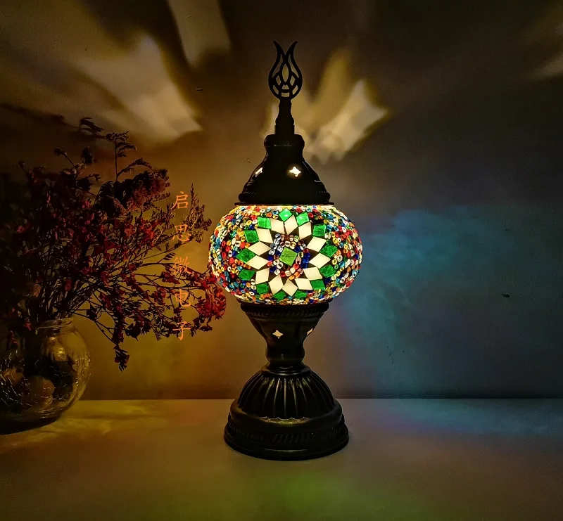 Mosaic Table Lamp Vintage Art Deco Handcrafted Lamparas De Mesa Mosaic Glass Bed Light Lamparas Con Mosaicos Night Lights