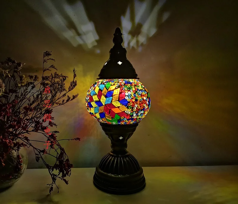 Mosaic Table Lamp Vintage Art Deco Handcrafted Lamparas De Mesa Mosaic Glass Bed Light Lamparas Con Mosaicos Night Lights