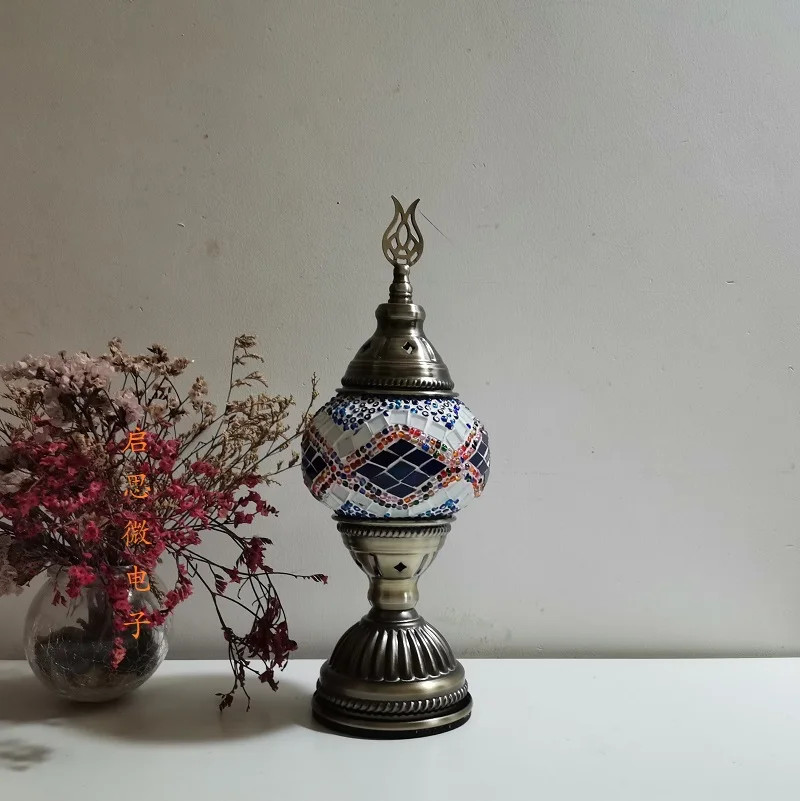 Mosaic Table Lamp Vintage Art Deco Handcrafted Lamparas De Mesa Mosaic Glass Bed Light Lamparas Con Mosaicos Night Lights