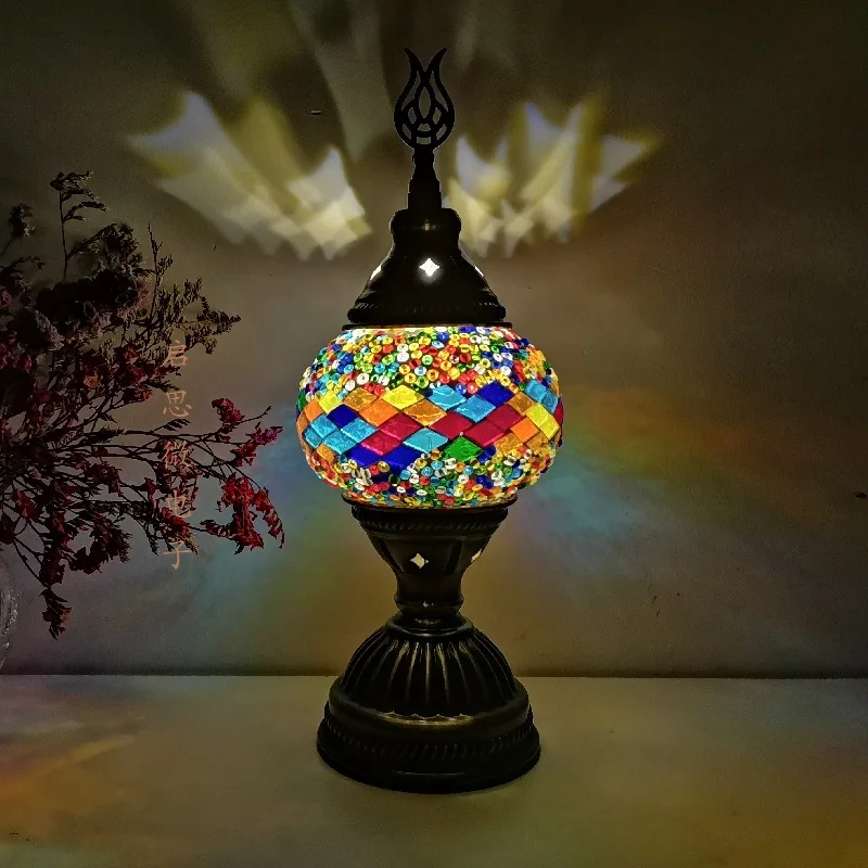 Mosaic Table Lamp Vintage Art Deco Handcrafted Lamparas De Mesa Mosaic Glass Bed Light Lamparas Con Mosaicos Night Lights