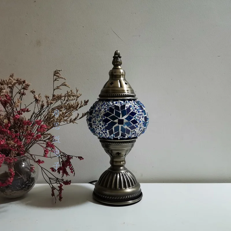 Mosaic Table Lamp Vintage Art Deco Handcrafted Lamparas De Mesa Mosaic Glass Bed Light Lamparas Con Mosaicos Night Lights