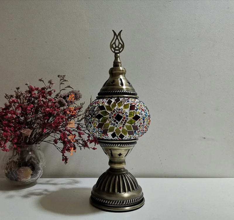 Mosaic Table Lamp Vintage Art Deco Handcrafted Lamparas De Mesa Mosaic Glass Bed Light Lamparas Con Mosaicos Night Lights