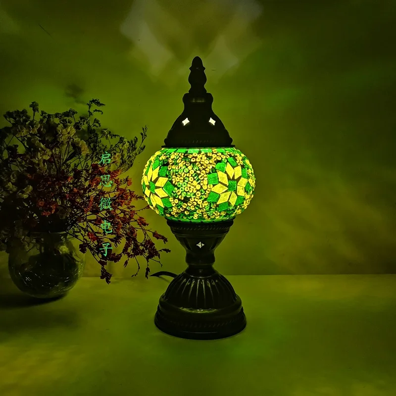 Mosaic Table Lamp Vintage Art Deco Handcrafted Lamparas De Mesa Mosaic Glass Bed Light Lamparas Con Mosaicos Night Lights