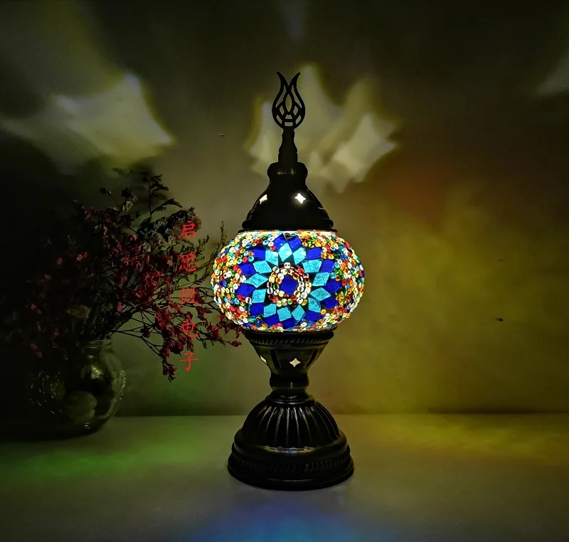 Mosaic Table Lamp Vintage Art Deco Handcrafted Lamparas De Mesa Mosaic Glass Bed Light Lamparas Con Mosaicos Night Lights