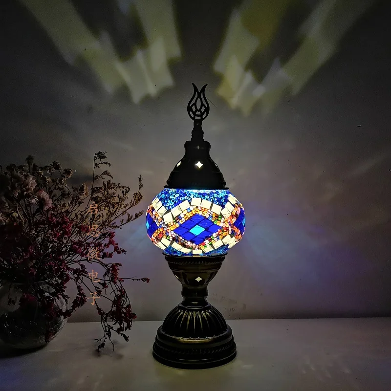 Mosaic Table Lamp Vintage Art Deco Handcrafted Lamparas De Mesa Mosaic Glass Bed Light Lamparas Con Mosaicos Night Lights