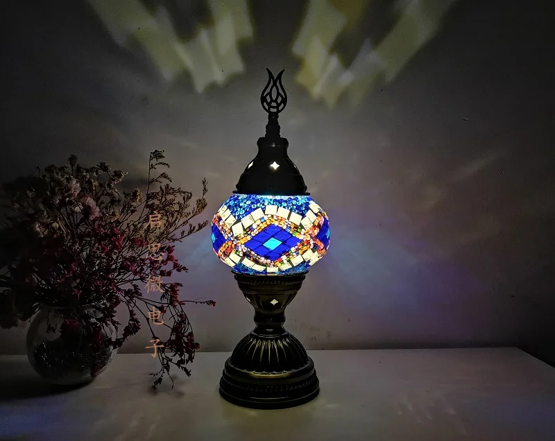 Mosaic Table Lamp Vintage Art Deco Handcrafted Lamparas De Mesa Mosaic Glass Bed Light Lamparas Con Mosaicos Night Lights