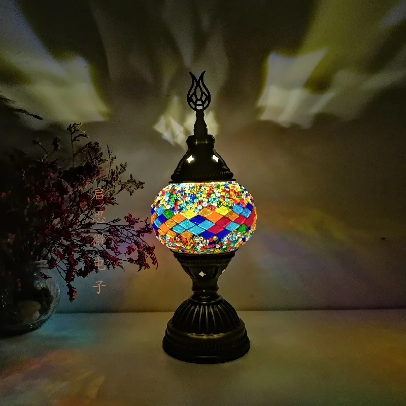 Mosaic Table Lamp Vintage Art Deco Handcrafted Lamparas De Mesa Mosaic Glass Bed Light Lamparas Con Mosaicos Night Lights