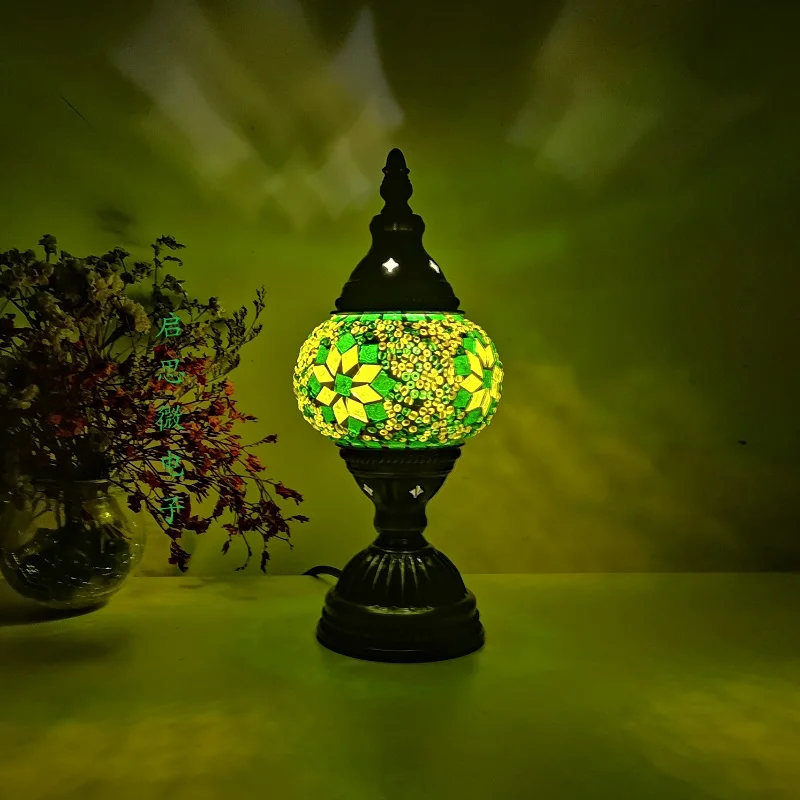 Mosaic Table Lamp Vintage Art Deco Handcrafted Lamparas De Mesa Mosaic Glass Bed Light Lamparas Con Mosaicos Night Lights
