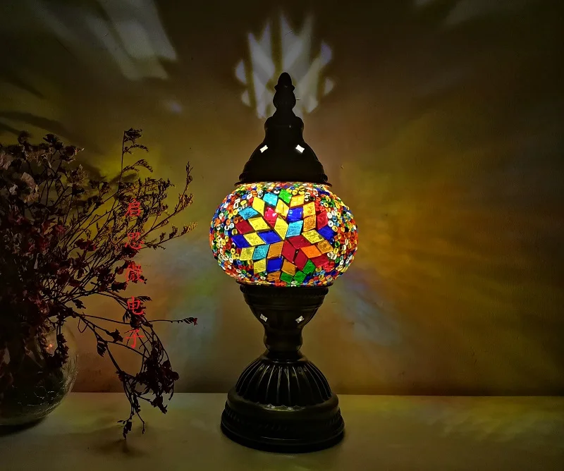 Mosaic Table Lamp Vintage Art Deco Handcrafted Lamparas De Mesa Mosaic Glass Bed Light Lamparas Con Mosaicos Night Lights