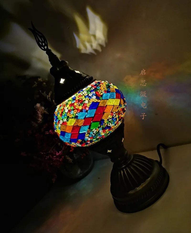 Mosaic Table Lamp Vintage Art Deco Handcrafted Lamparas De Mesa Mosaic Glass Bed Light Lamparas Con Mosaicos Night Lights