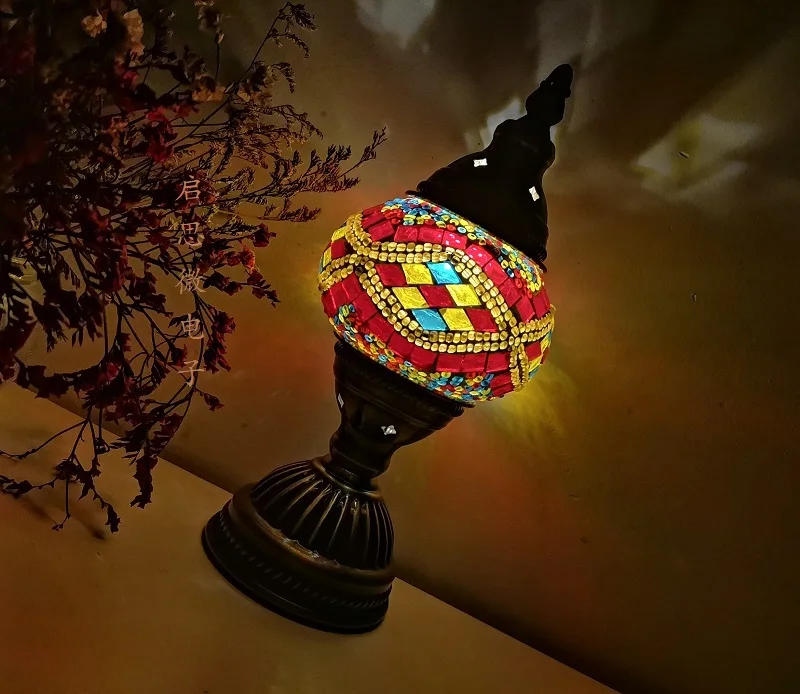 Mosaic Table Lamp Vintage Art Deco Handcrafted Lamparas De Mesa Mosaic Glass Bed Light Lamparas Con Mosaicos Night Lights