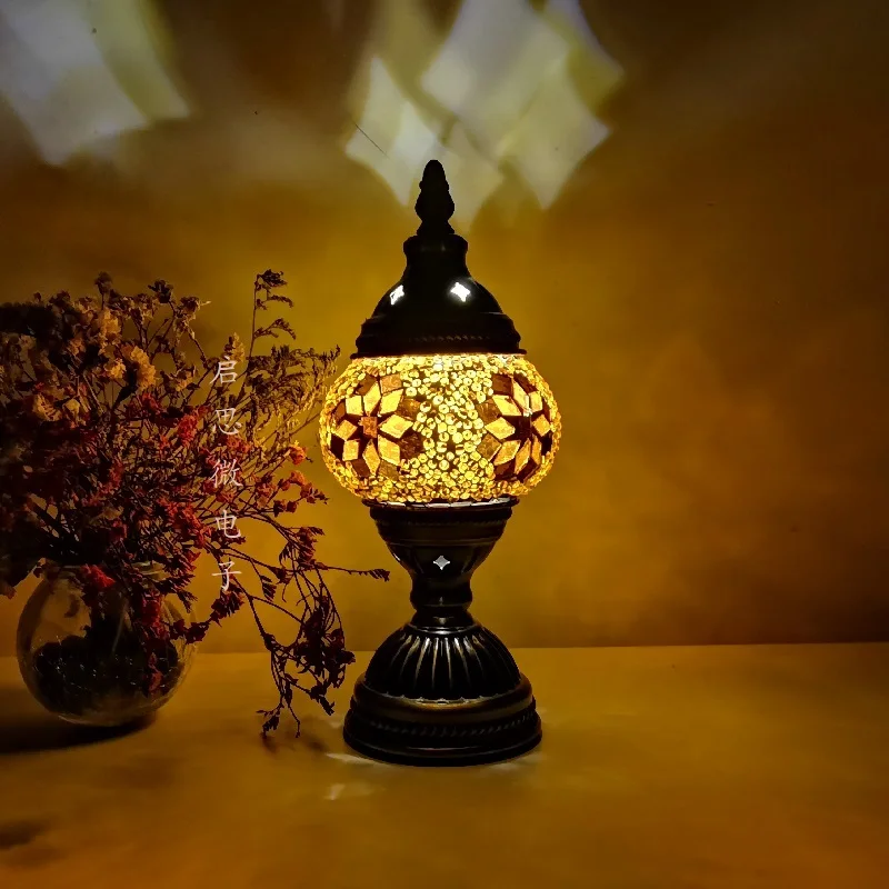 Mosaic Table Lamp Vintage Art Deco Handcrafted Lamparas De Mesa Mosaic Glass Bed Light Lamparas Con Mosaicos Night Lights