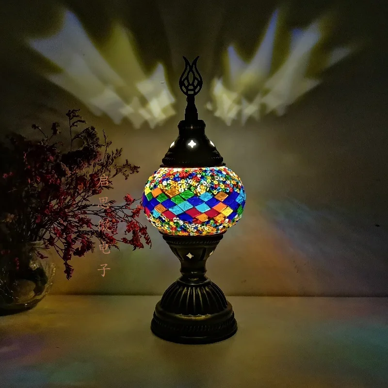 Mosaic Table Lamp Vintage Art Deco Handcrafted Lamparas De Mesa Mosaic Glass Bed Light Lamparas Con Mosaicos Night Lights