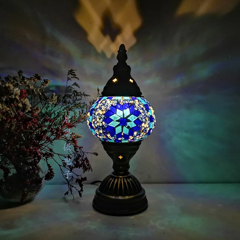Mosaic Table Lamp Vintage Art Deco Handcrafted Lamparas De Mesa Mosaic Glass Bed Light Lamparas Con Mosaicos Night Lights
