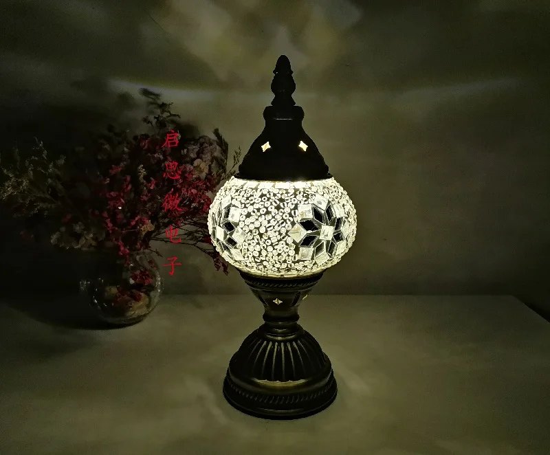 Mosaic Table Lamp Vintage Art Deco Handcrafted Lamparas De Mesa Mosaic Glass Bed Light Lamparas Con Mosaicos Night Lights