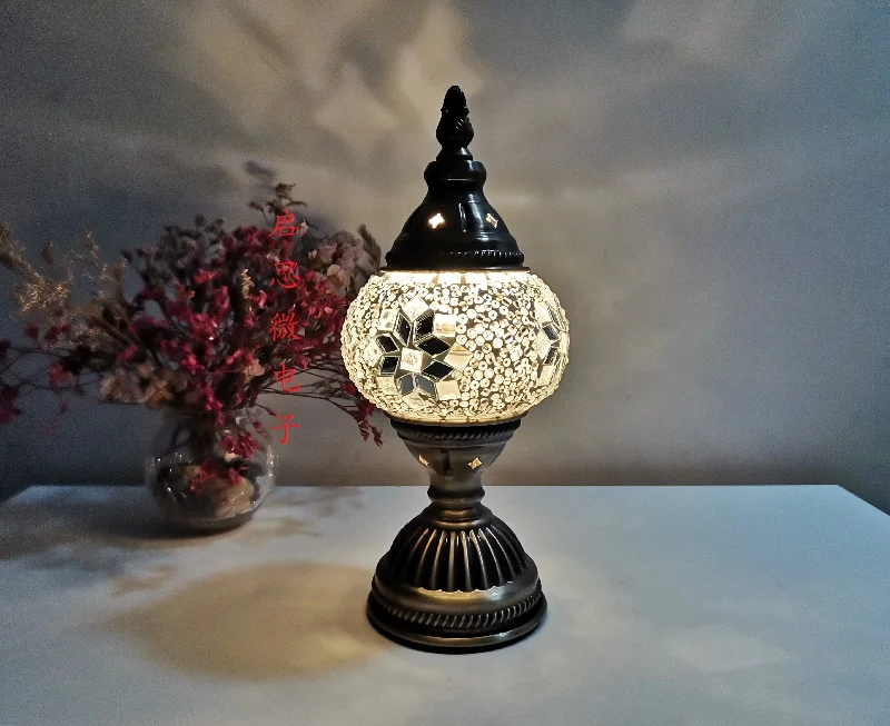 Mosaic Table Lamp Vintage Art Deco Handcrafted Lamparas De Mesa Mosaic Glass Bed Light Lamparas Con Mosaicos Night Lights