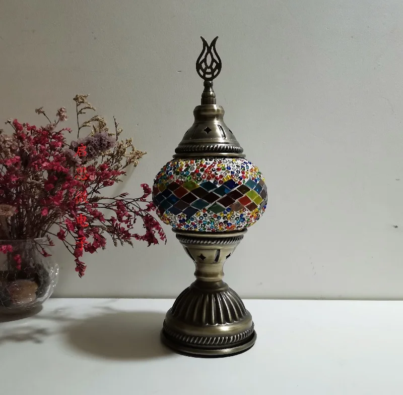 Mosaic Table Lamp Vintage Art Deco Handcrafted Lamparas De Mesa Mosaic Glass Bed Light Lamparas Con Mosaicos Night Lights