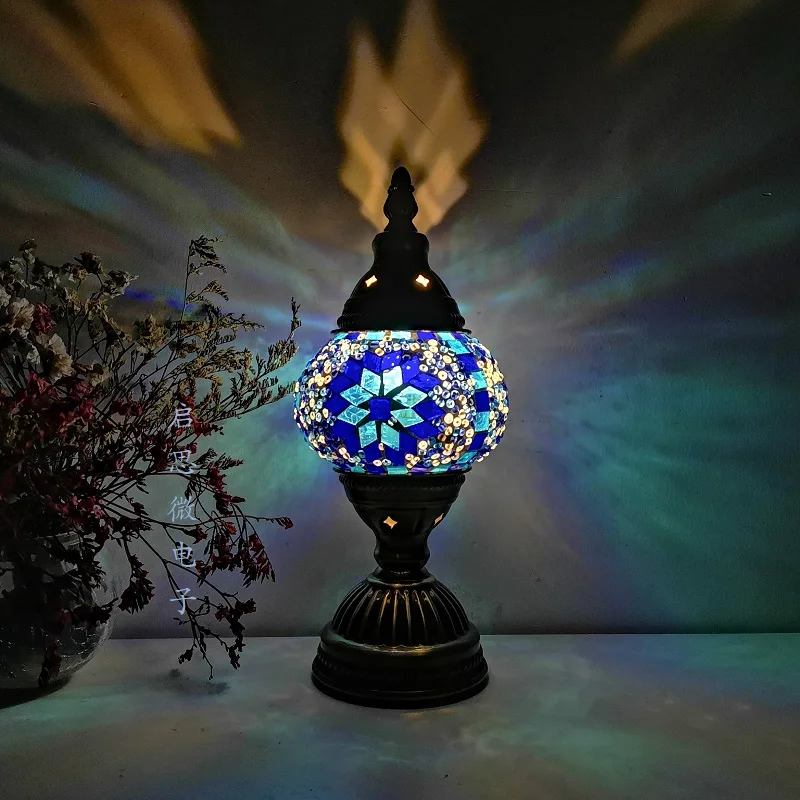 Mosaic Table Lamp Vintage Art Deco Handcrafted Lamparas De Mesa Mosaic Glass Bed Light Lamparas Con Mosaicos Night Lights