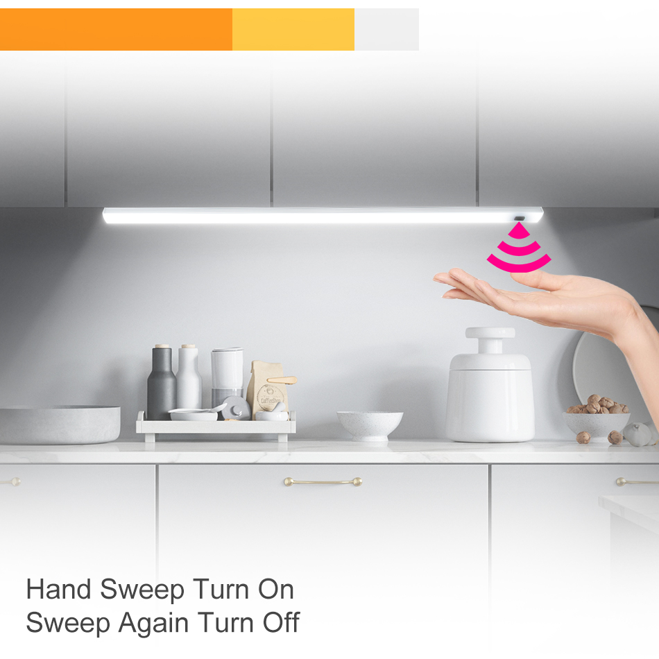 20/40/50CM LED Cabinet Light PIR Motion Hand Sweep Sensor Night Lights USB Plug For Kitchen Bedroom Closet Bedside Night Lamp