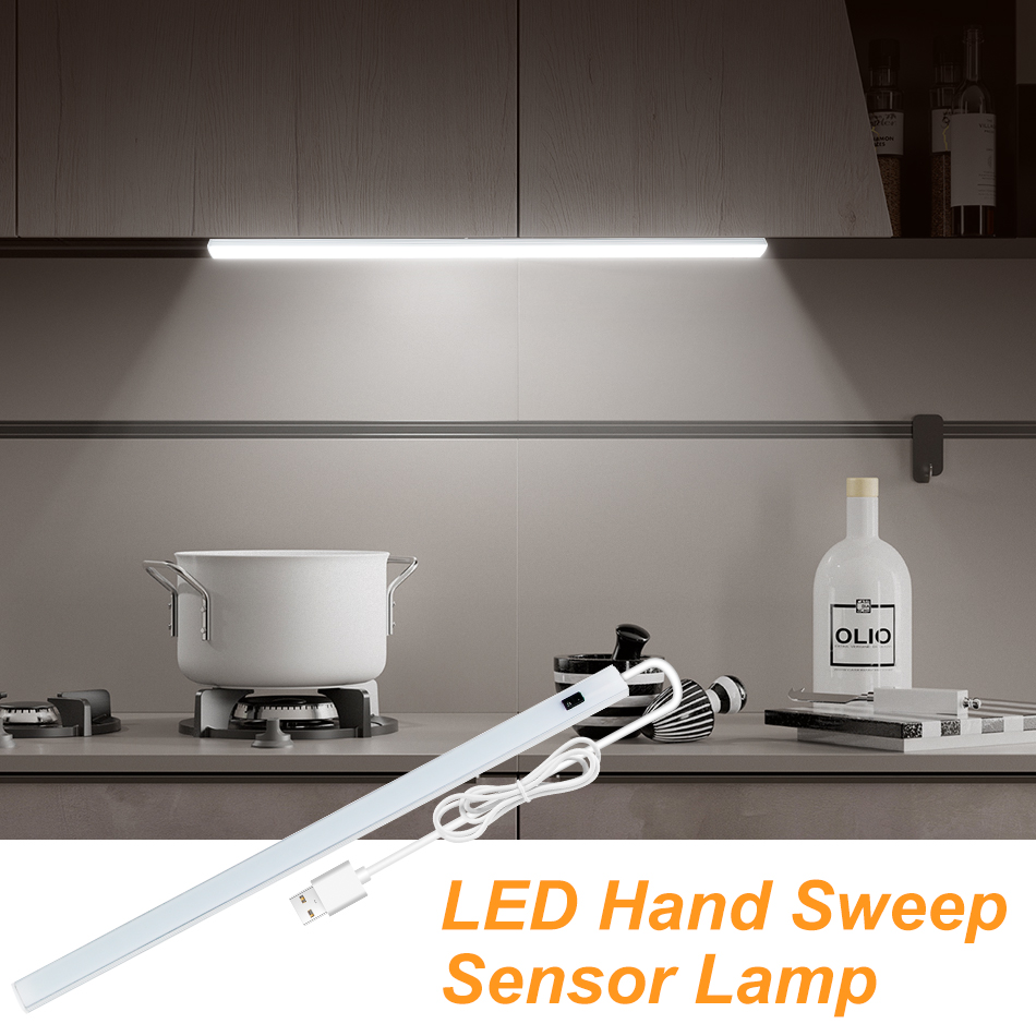 20/40/50CM LED Cabinet Light PIR Motion Hand Sweep Sensor Night Lights USB Plug For Kitchen Bedroom Closet Bedside Night Lamp
