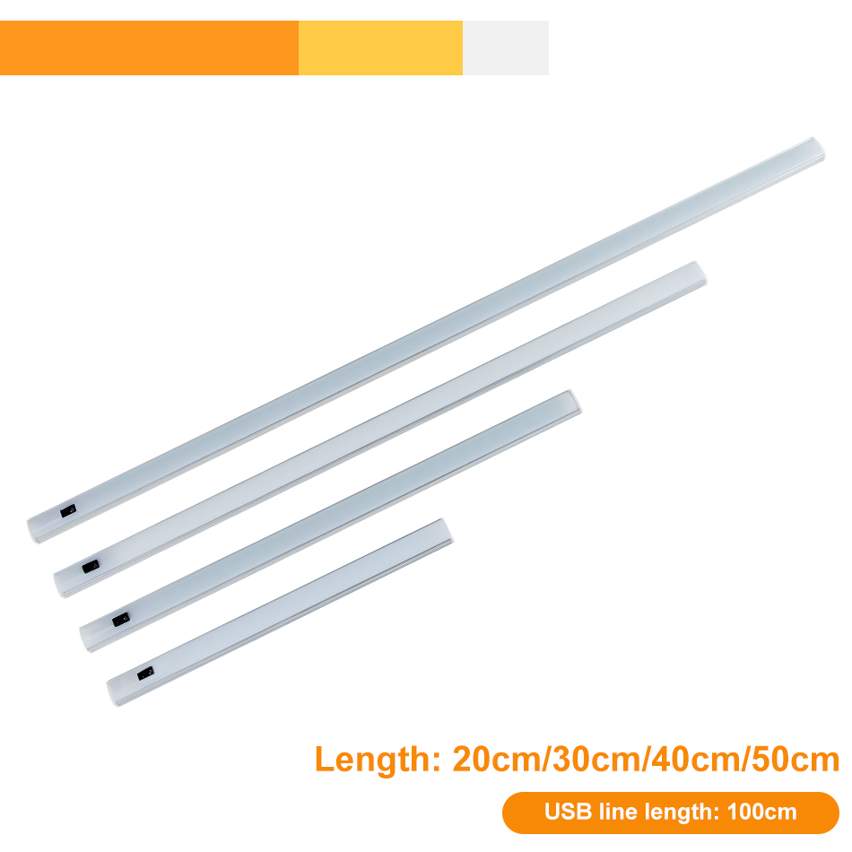 20/40/50CM LED Cabinet Light PIR Motion Hand Sweep Sensor Night Lights USB Plug For Kitchen Bedroom Closet Bedside Night Lamp
