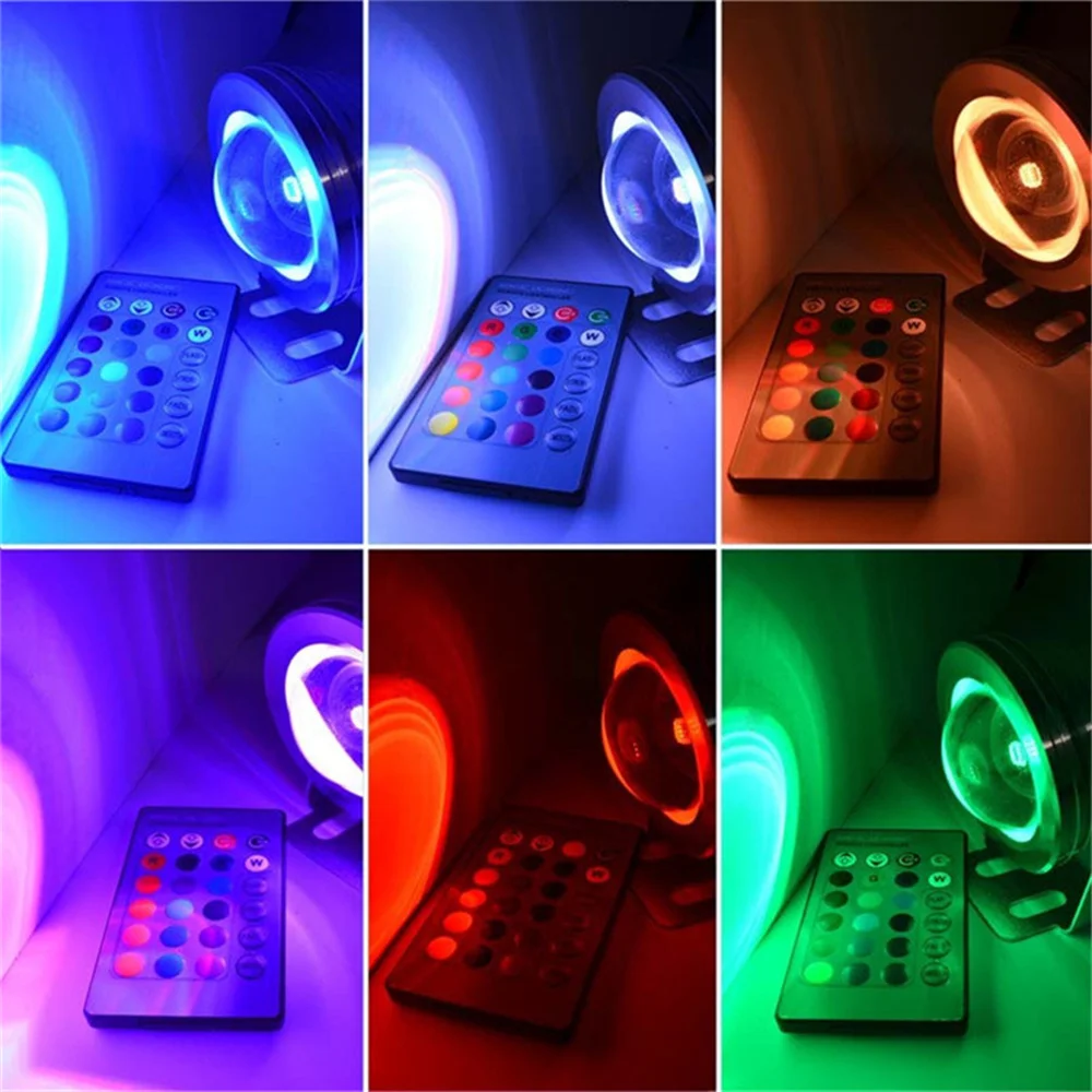 RGB Underwater LED Spotlight Bulb AC 110V 220V DC 12V 15W 10W Landscape Lamp Flood Light Outdoor Garden Fountain Pool Decoration