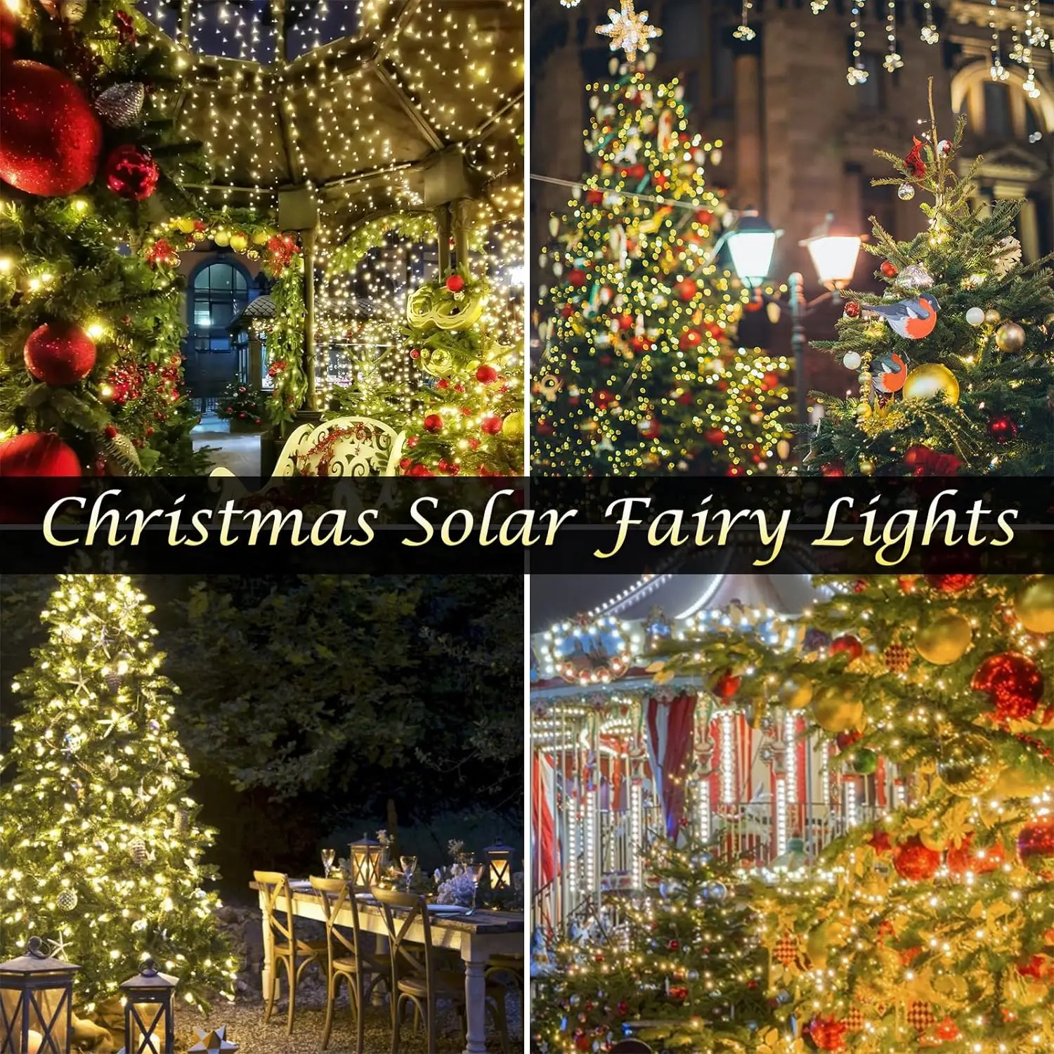 4Pack 400 LED Solar Light Outdoor Lamp String Lights For Holiday Christmas Party Waterproof Fairy Lights Garden Garland Copper