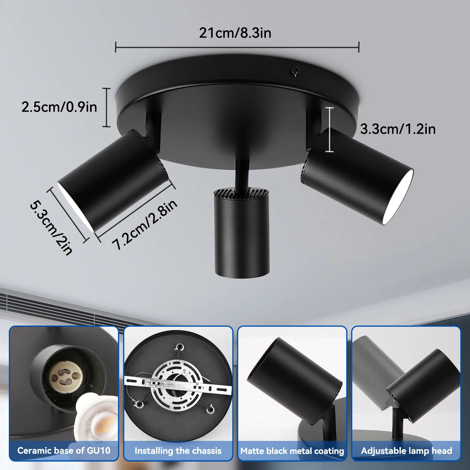 GU10 Spot Led Track Light Fixture 110V 220V Ceiling Spot Lighting Indoor for Living Room Decor Ceiling Chandelier Led Spotlights