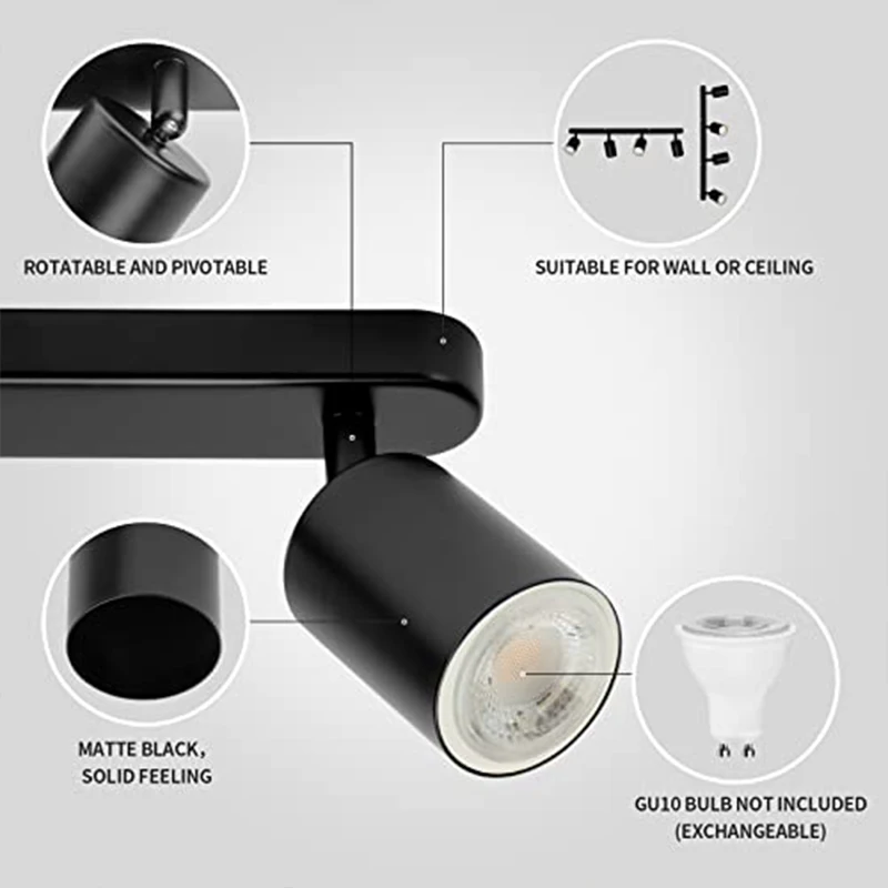 GU10 Spot Led Track Light Fixture 110V 220V Ceiling Spot Lighting Indoor for Living Room Decor Ceiling Chandelier Led Spotlights