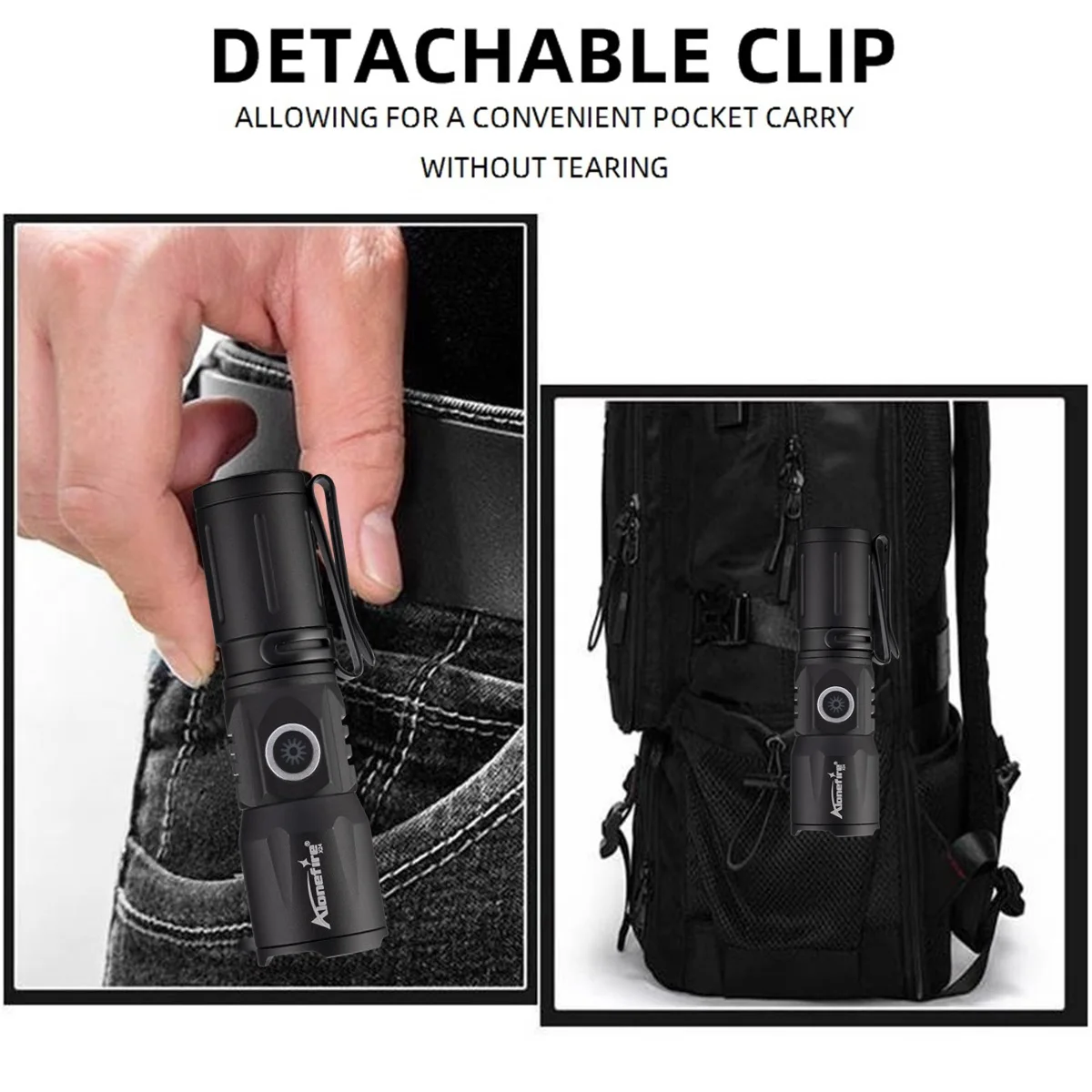 High Power Zoom Beam Light LED Lighting Mini Flashlight Type-C Usb Rechargeable Portable Pocket Torch Home Outdoor 16340 Battery