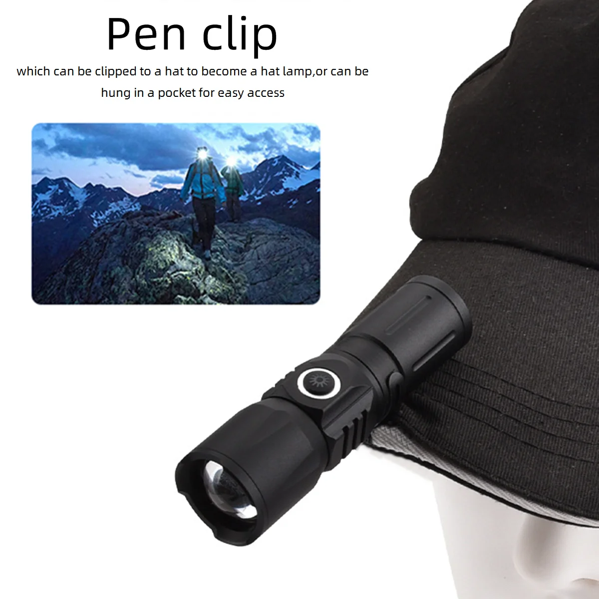 High Power Zoom Beam Light LED Lighting Mini Flashlight Type-C Usb Rechargeable Portable Pocket Torch Home Outdoor 16340 Battery