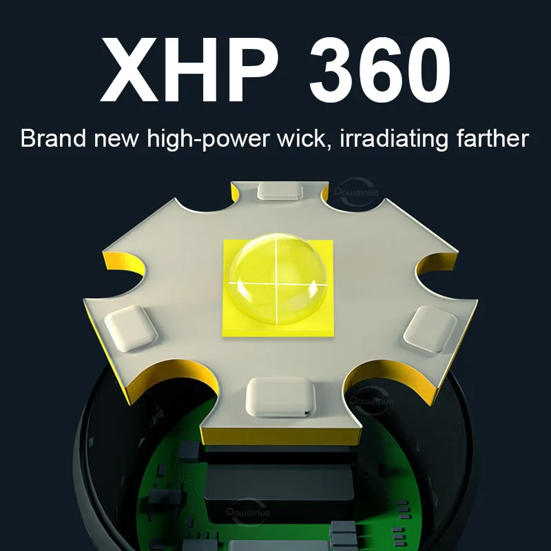 Newest XHP360 Professional Diving Flashlight IPX8 Underwater Lamp High Power LED Flashlights Powerful Scuba Diving Torch Lantern