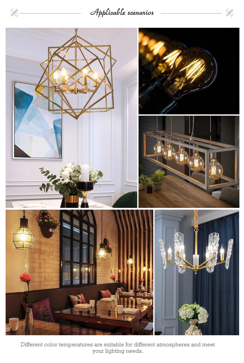 4PCS LED Edison Filament Light Bulbs Glass C35 A60 ST64 G80 G95 E27 E14 2W 4W 6W 8W AC 220V 2700K 6000K 360 Degree Energy Lamps