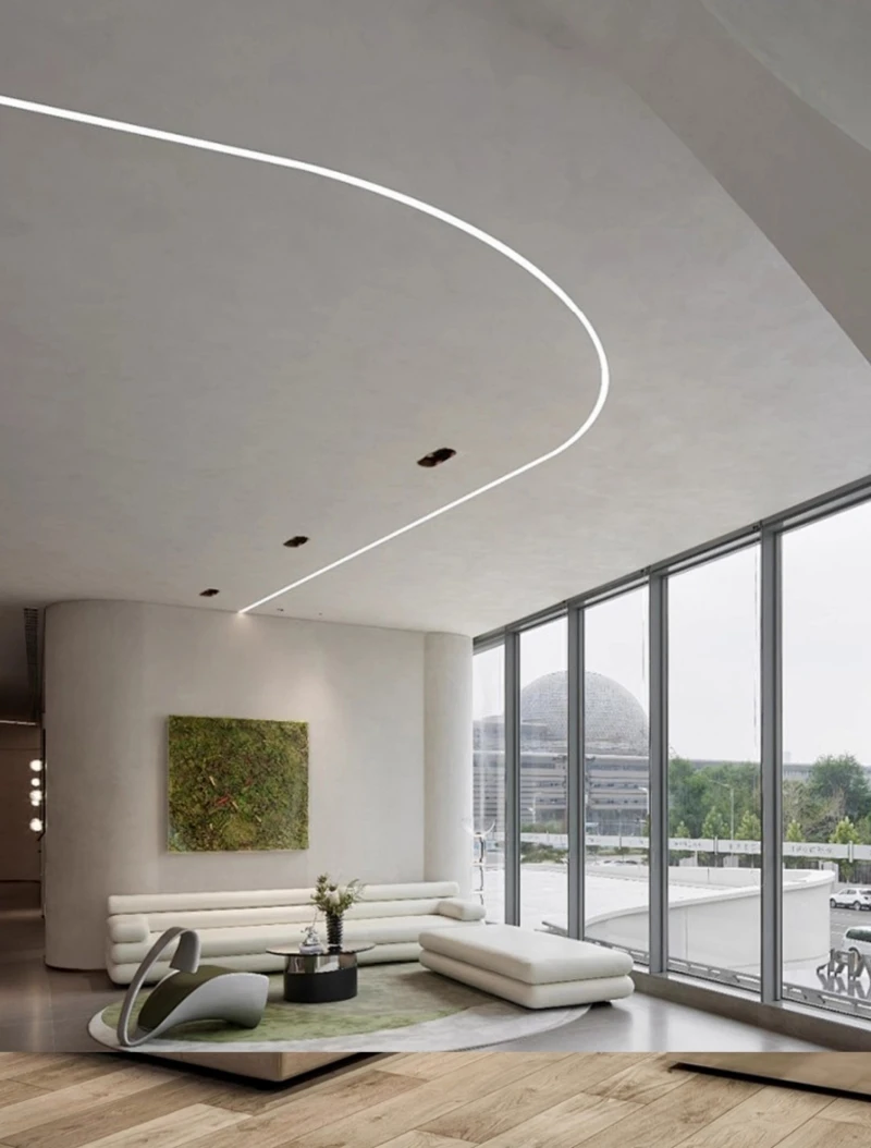Curved U/YW-Style LED Aluminum Profile Recessed Bendable Aluminum Channel Silicone Diffuser Ceiling Floor Decor Bar Strip Lights
