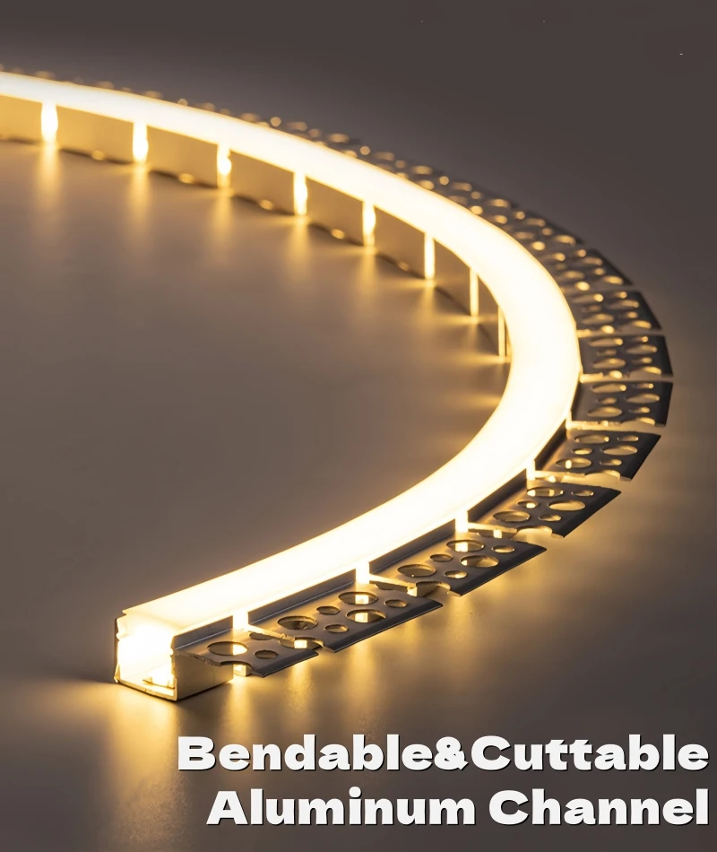 Curved U/YW-Style LED Aluminum Profile Recessed Bendable Aluminum Channel Silicone Diffuser Ceiling Floor Decor Bar Strip Lights