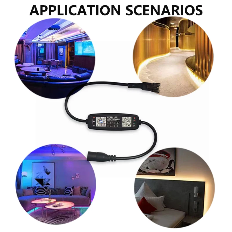 DC / USB Bluetooth SPI LED Music Controller 5V 12V 24V 2048 Pixel Smart APP Dimmer RF Remote for WS2812 WS2811 Magic Light Strip